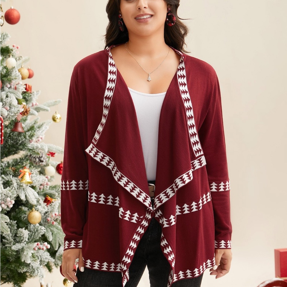 NWT BloomChic Women's Festive Red Cardigan Sweater 22/24